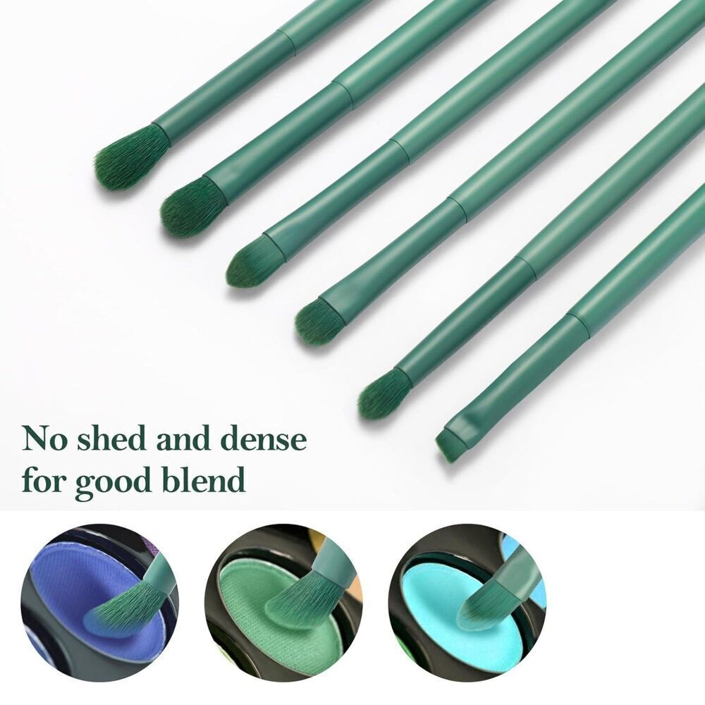6 Pcs Green Professional Blending Soft Hairs Eye Makeup Brush Set & Wood Handle - Picture 3 of 5